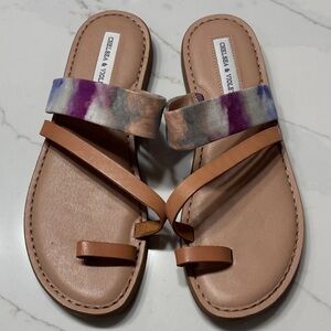 Chelsea & Violet Women's Sandals with Multicolor Strap and Tan Base